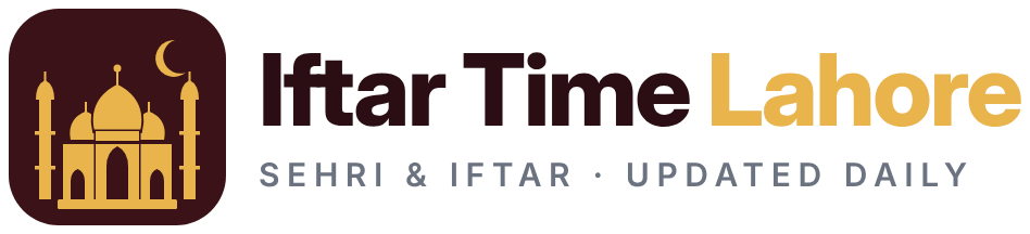 Iftar Time Lahore logo with Badshahi Mosque